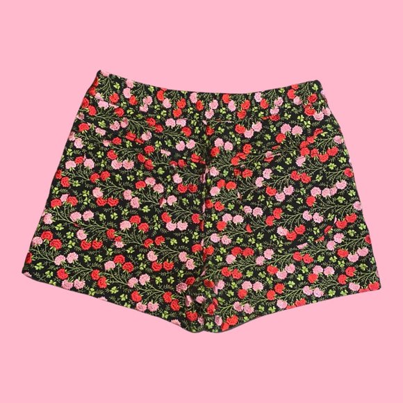 Miu Miu Embroidered Floral High Rise Shorts Sz 40 - Picture 2 of 5